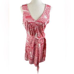 Lilly Pulitzer silk blend belted v neck dress size M preppy preowned